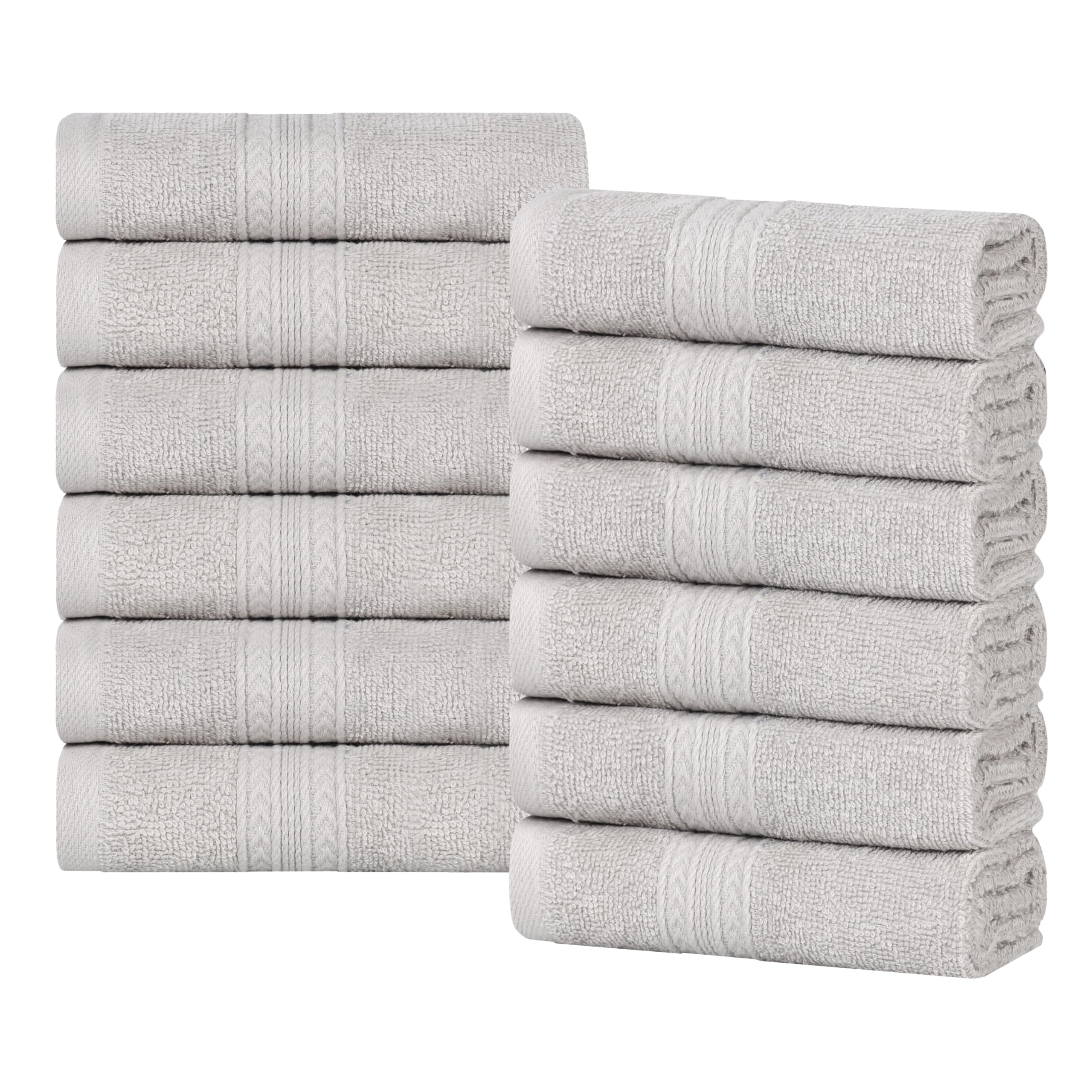 Toallas de tocador de algodón ecológico de 33x33 cm, juego de 12 unidades plata