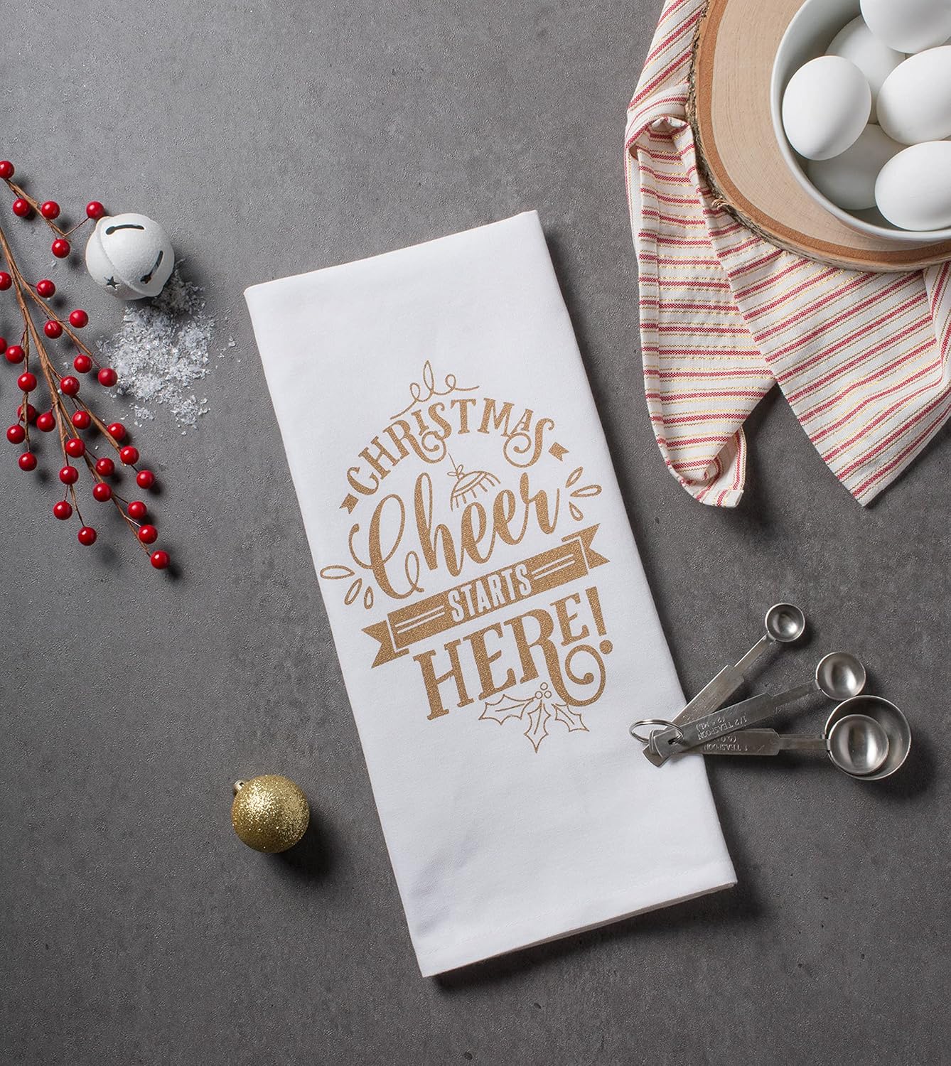 DII Christmas Tea Towels Decorative Kitchen Dish Towel Set, 18x28, Cheer, 2 Piece - Image 4