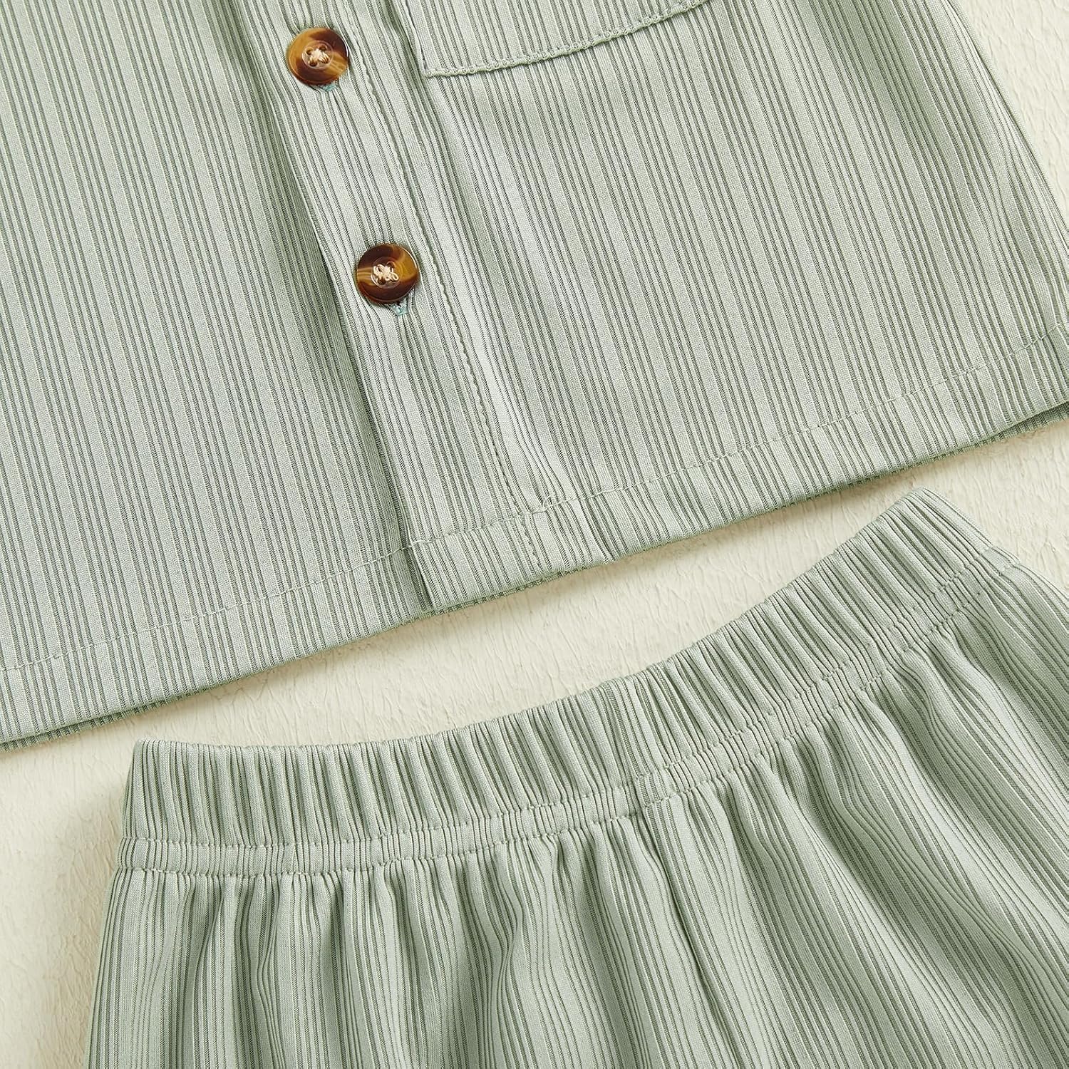 fhutpw Baby Boy Clothes Toddler Infant Leisure Ribbed Button Down Shirt Tops + Shorts Set 2PCS Summer Soft and Smooth Outfit - Image 7