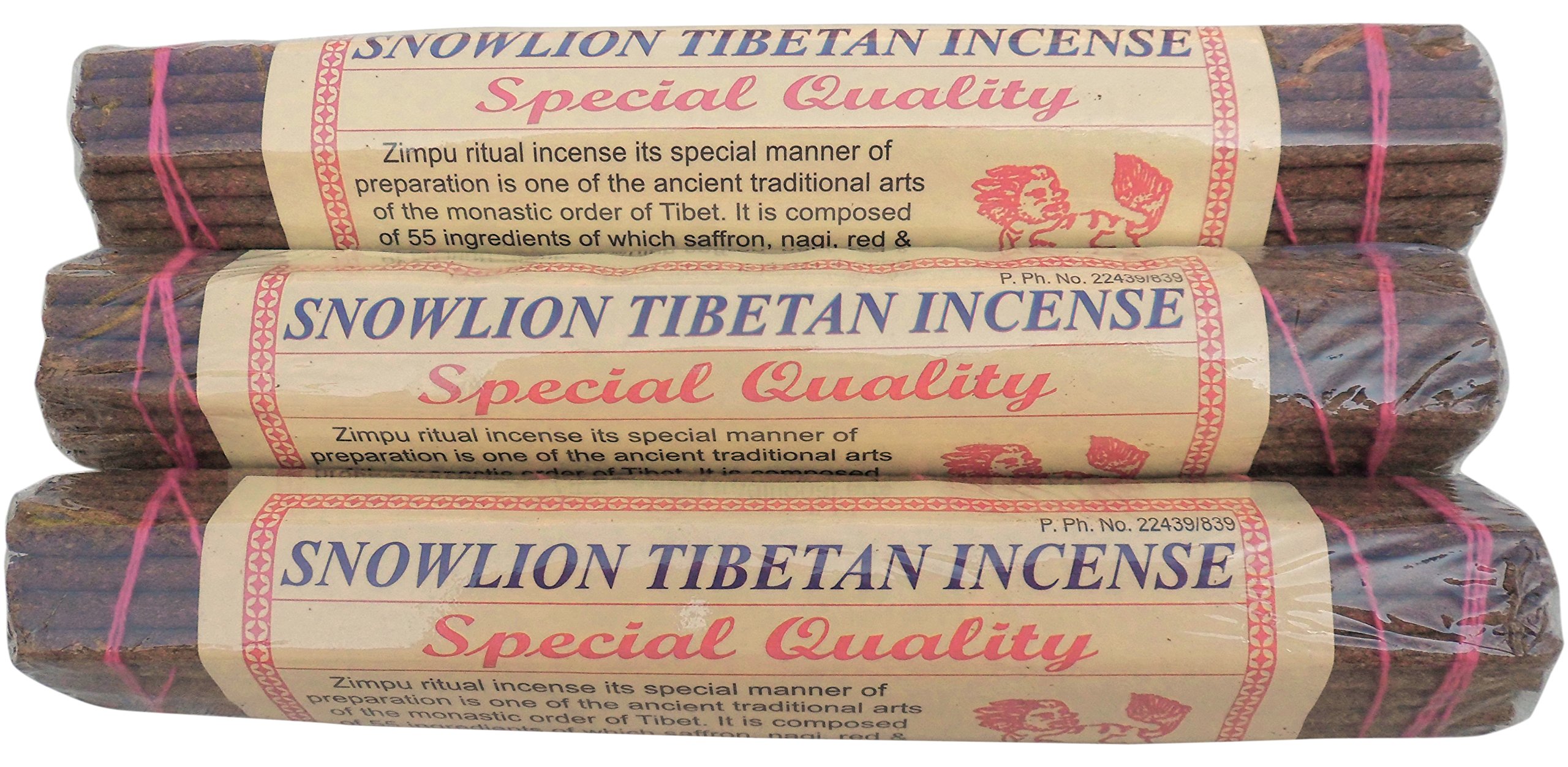 Pack of 3 Nepalese Herbal Incense Lord Buddha Goja Natural Herbal Sandalwood & Jasmine Amber & Musk Snow Lion (Snow Lion 3 Pack)