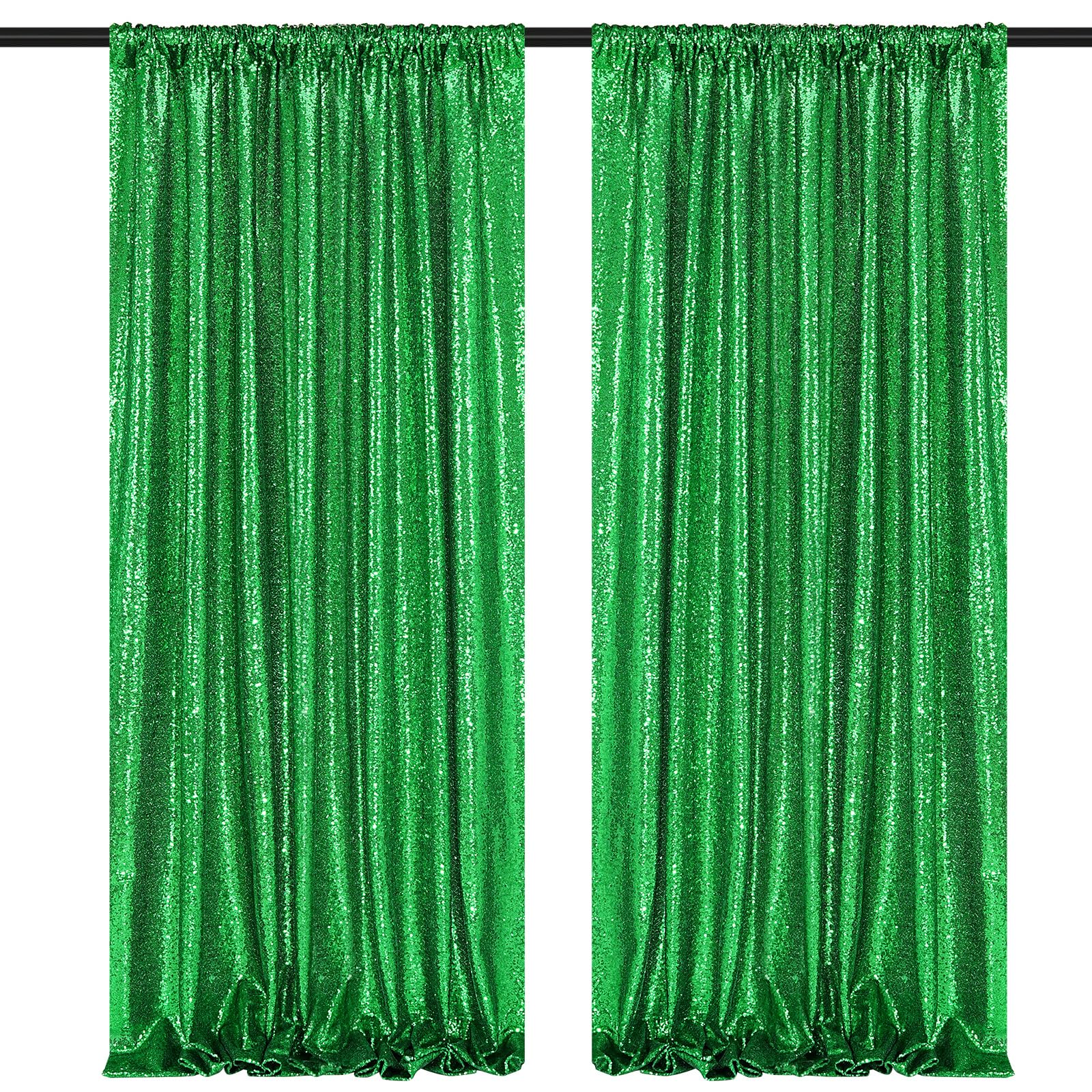 2 Pieces Gold Sequin Backdrop Curtain Panels Stage 2FTx8FT Party Wedding Background Drapes — view 32