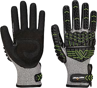 Portwest A755 VHR15 Nitrile Foam Impact Glove Black/Green, Large