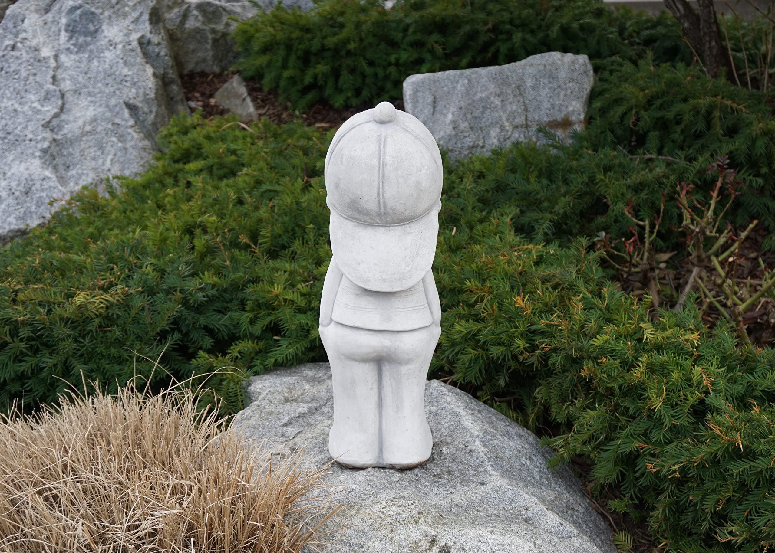 gartendekoparadies.de Jungen Figur, Steinfigur H. 52 cm, 16 kg, Grau, frostsicher aus Steinguss für Außenbereich