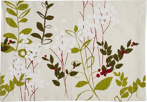 Manteles individuales con estampado botánico navideño (juego de 4)