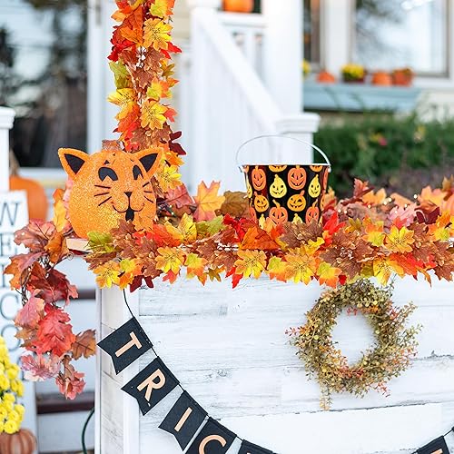 Miniatura 6 de Palonu Paquete de 2 guirnaldas artificiales de hojas de arce colgantes de hojas de otoño, follaje de otoño, decoración de Acción de Gracias para el