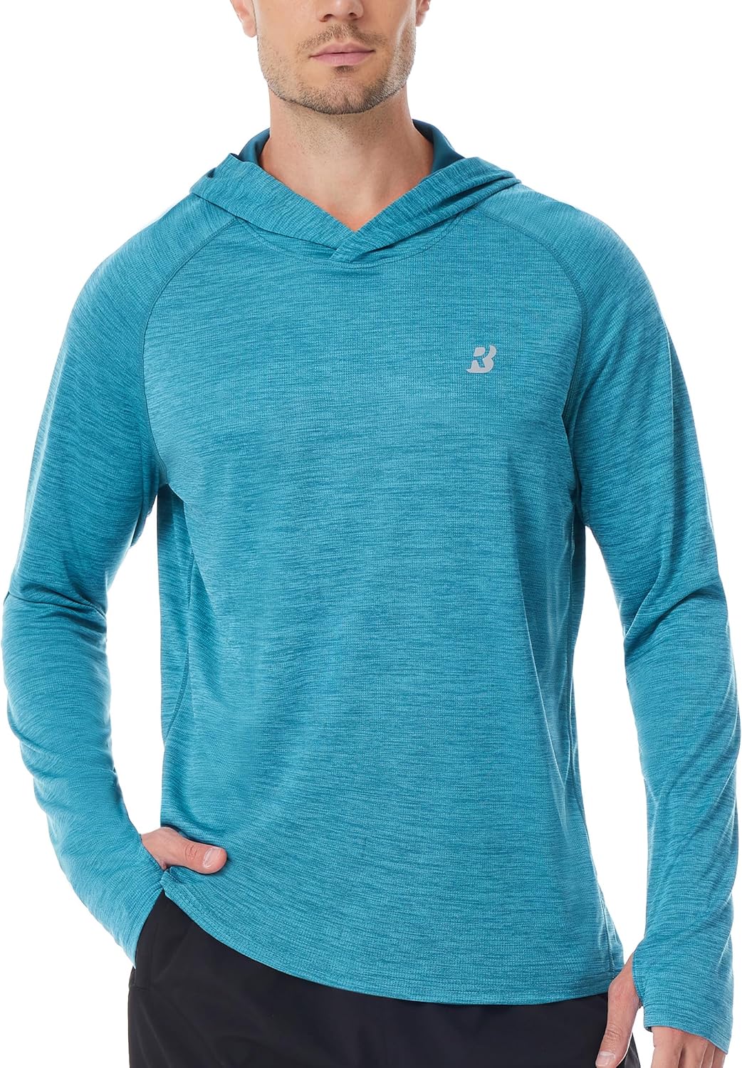 Roadbox UPF 50+ Fishing Shirts for Men, Long Sleeve UV Sun Protection Lightweight Rash Guard Hoodie for Hiking Workout