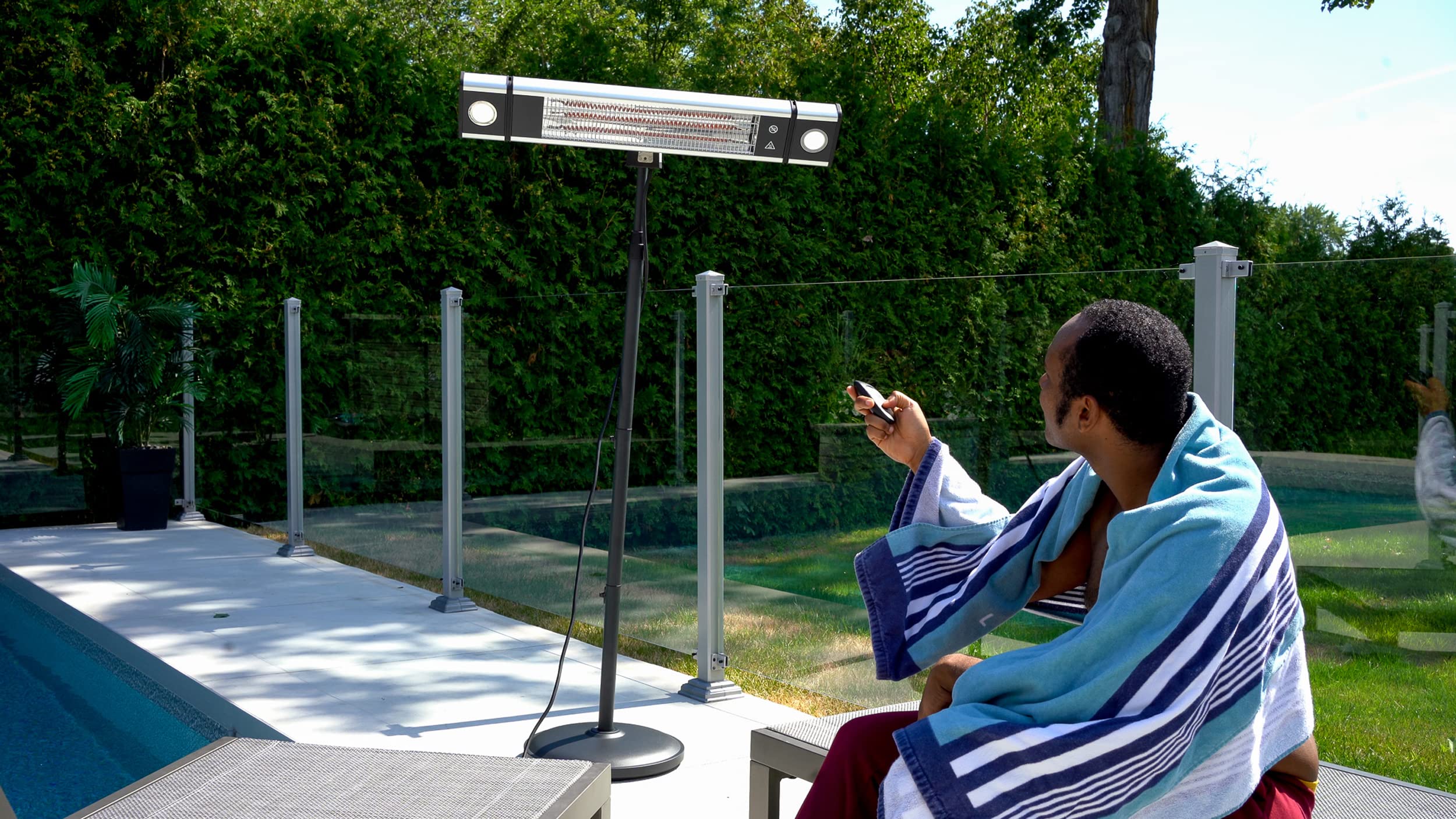 Amazon.com : EnerG+ Infrared Electric Outdoor Heater - Freestanding with  LED u0026 Remote : Patio, Lawn u0026 Garden