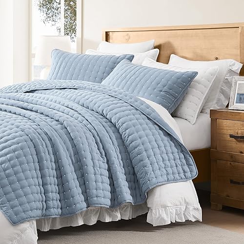 Miniatura 5 de WDCOZY Juego de ropa de cama tamaño individual con funda de almohada, colcha suave y ligera, edredón acolchado y fino para todas las estaciones, 2