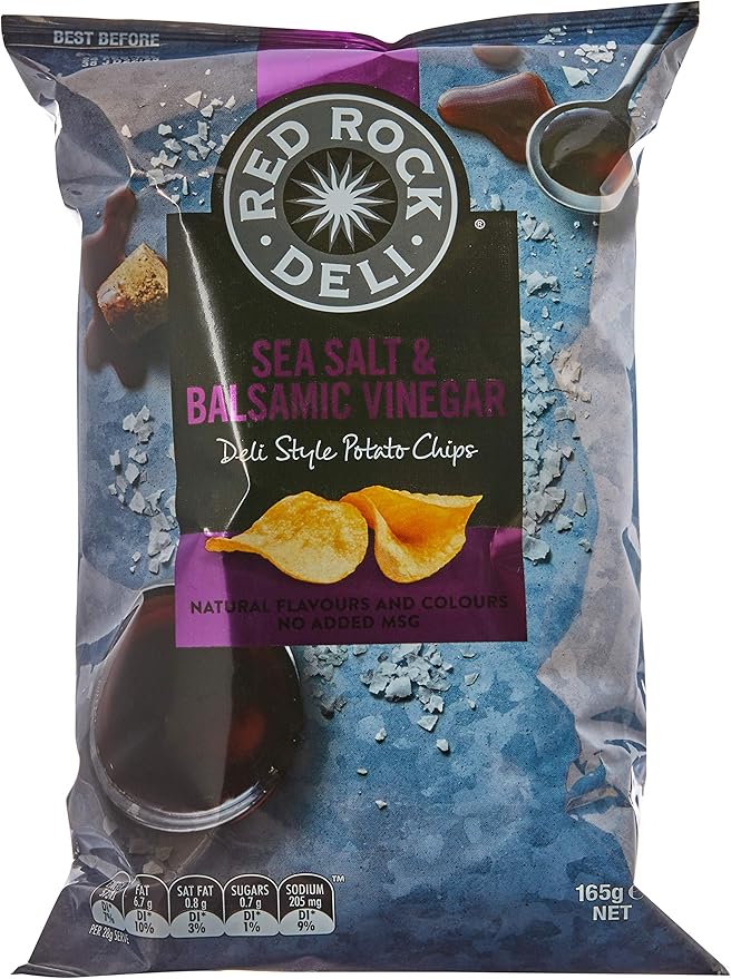 Red Rock Deli Sea Salt and Balsamic Vinegar Potato Chips, 12 x 165