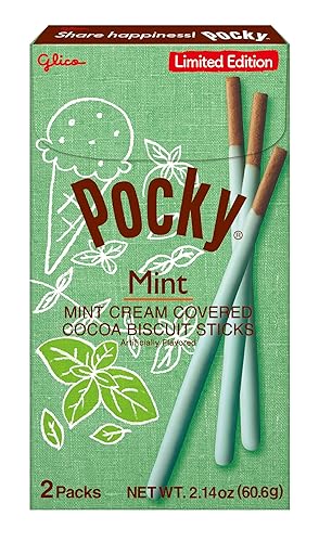Glico Pocky Palitos de galletas de chocolate y menta, 2.14 onzas (paquete de 10)