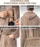 DAVID ARCHY Mens Bathrobes with Hood Microfiber Fleece Warm and High Absorbent Towel Robe for Men