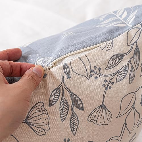 Miniatura 8 de Juego de 2 fundas de almohada decorativas florales de 18 x 18 pulgadas, almohada de algodón azul costero para sofá, sala de estar, solo funda
