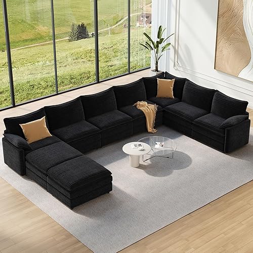 Miniatura 70 de Vesgantti Sofá Seccional Modular de 108", Cómodo Sofá Nube con Otomana Móvil de Chenilla y Asiento Profundo, Sofá Modular en Forma de L, Sofás