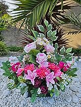 Roselynexpress Composition de Fleurs Artificielles en Cône Lesté Ciment pour Une Parfaite Tenue à L extérieur. Réalisé par nos Soins Fleurs de Qualité.