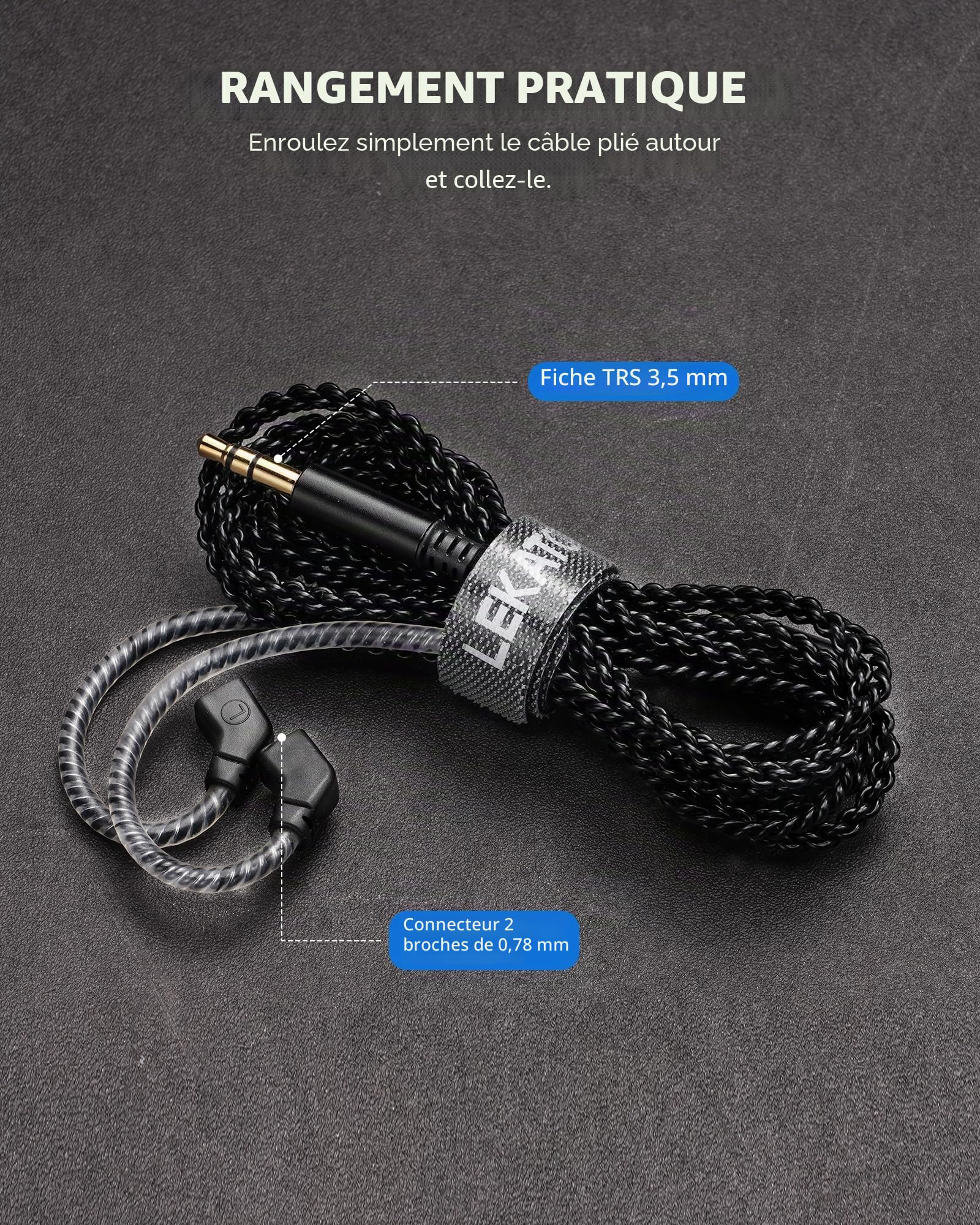 LEKATO H5 Casque Intra-auriculaire Écouteurs Hybrides HiFi IEM pour Musiciens Câble Détachable 2 Broches 1BA+1DD Écouteurs de Jeu Filaires Isolation Sonore Basse Profonde Professionnelle (sans Micro)