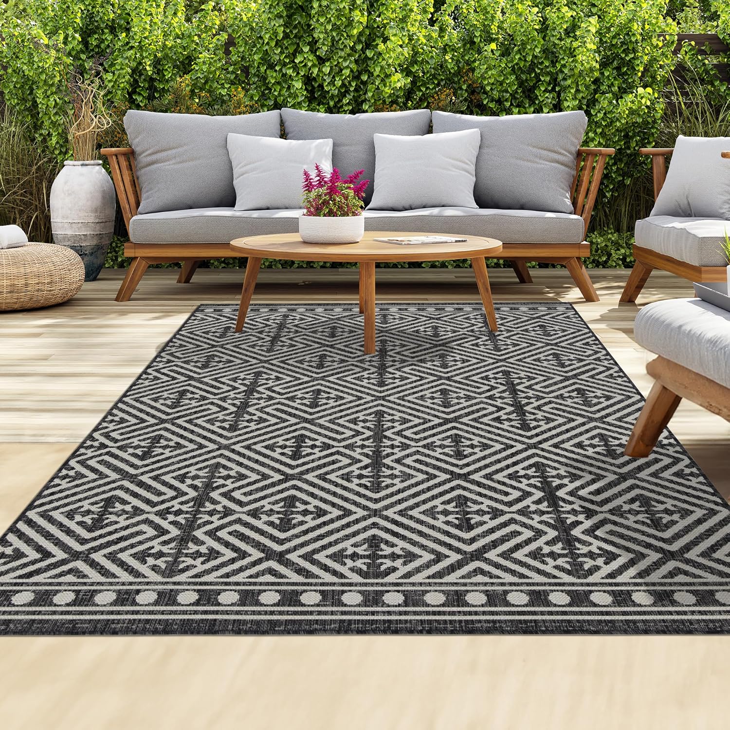 homeart Outdoor Rugs | Easy-Cleaning Indoor & Outdoor Area Rugs for Porch, Deck, Balcony, Garden, Picnic, Kitchen, Hallway | UV & Weather-Resistant Large Patio Rug Mats | Anthracite Cream 80 x 150 cm homeart Outdoor Rugs | Easy-Cleaning Indoor & Outdoor Area Rugs for Porch, Deck, Balcony, Garden, Picnic, Kitchen, Hallway | UV & Weather-Resistant Large Patio Rug Mats | Anthracite Cream 80 x 150 cm