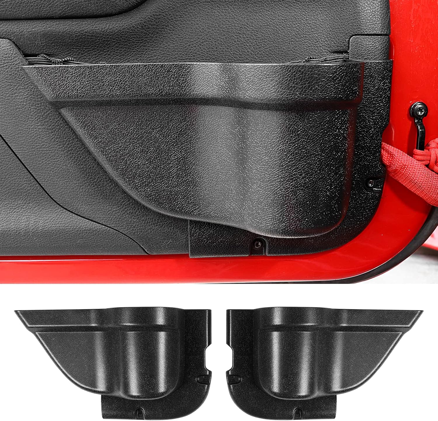 JeCar Door Pockets Front Door Storage Boxes Door Net Pocket Replacement, Interior Accessories for Jeep Wrangler JK JKU 2011-2018
