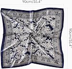 CHUNG 35” Women Satin Large Square Headscarf Bandanas Fashion Scarves Emulation Silk Hair Wraps Beach Scarves