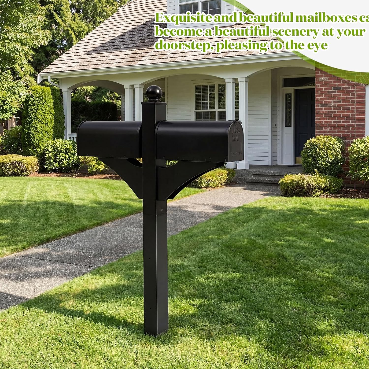 Colingmill Double Mailbox Post for 2 Mailboxes, Heavy Duty Iron Mailbox Stand for Duplex & Multi Family Homes, Outdoor Post Mount for 2 Houses, Easy Install (Mailboxes Not Included)