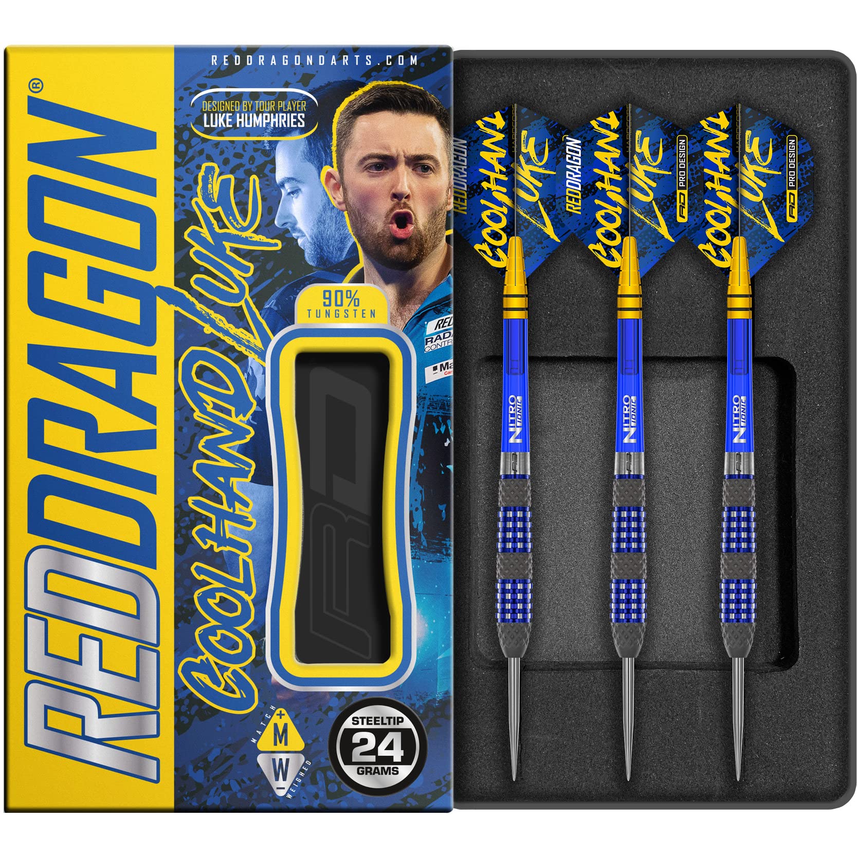 RED DRAGON Luke Humphries TX Series Premium Tungsten Darts Set with Flights and Stems