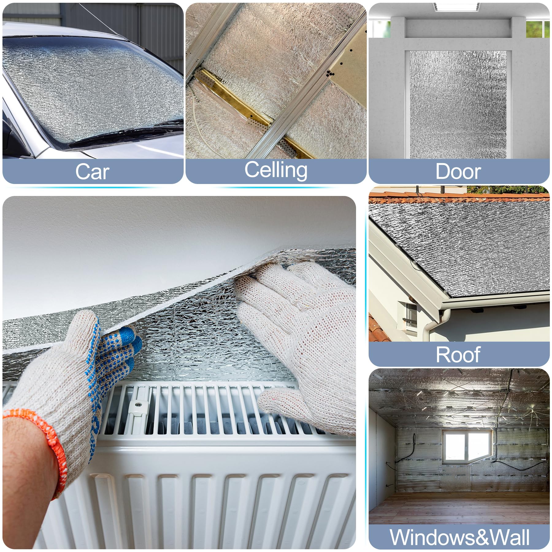 Reflective Insulation Roll 24in X 10Ft (3mm) Foam Core Radiant Barrier Reflective Aluminum Foil Wrap Insulation Sheet Thermal Shield For Winter RV Window Thermal Cold Insulating Summer Heat - View #3