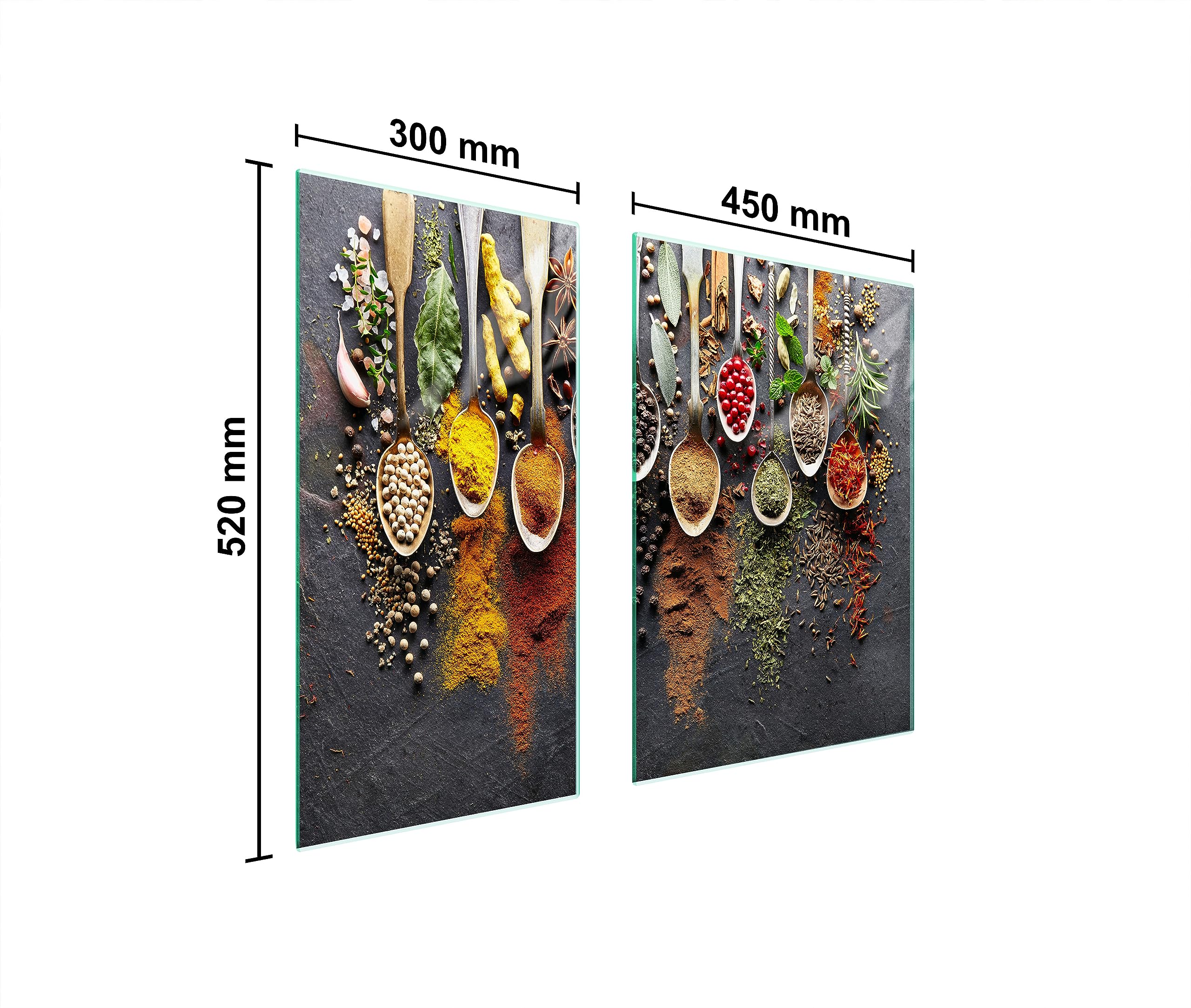 TMK ArtDeko Copri Piano Cottura A Induzione 35x52 Cm – Lastra In Vetro Temperato, Multiuso: Paraspruzzi, Tagliere, Sottopentola, Decorazione Cucina - 4