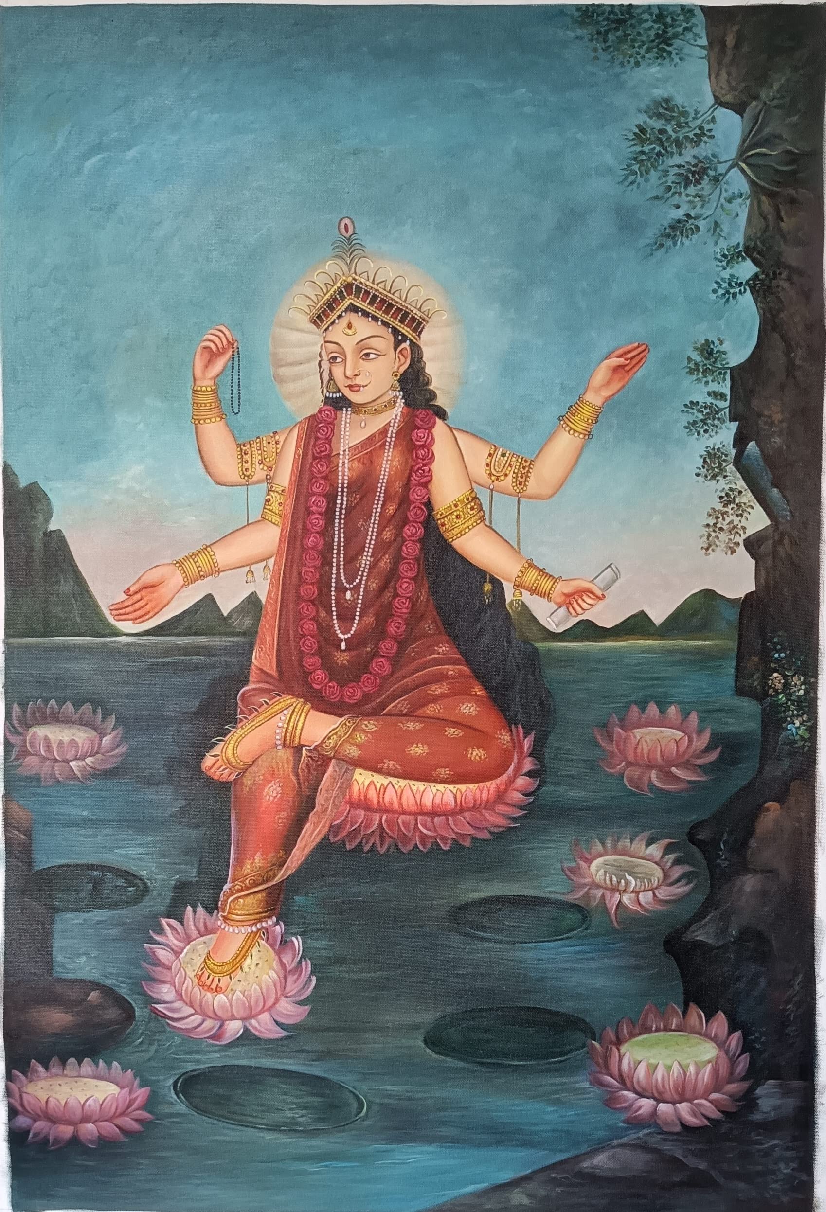 New Devi Hand Painted Painting On Canvas No Frame (80x120cm X1)