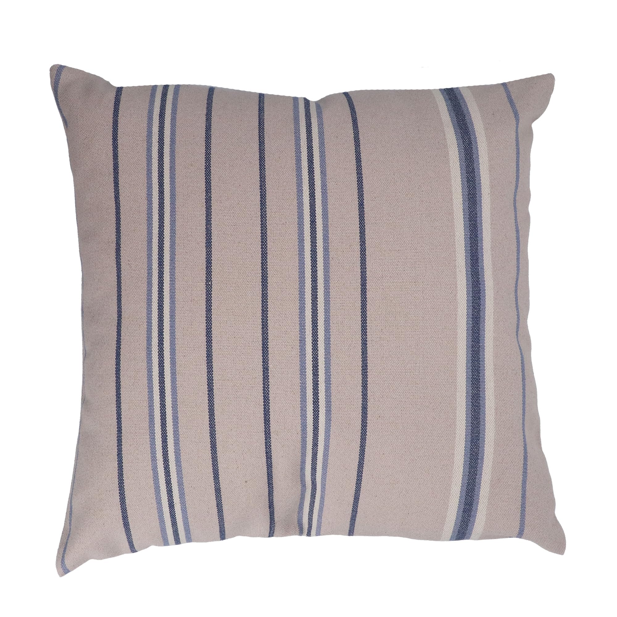 Gisela Graham Striped Cushion, Natural and Blue, 43cm, Square, Nautical Coastal Style