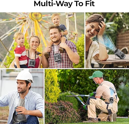 Miniatura 4 de AMACOOL Ventilador de cintura portátil con clip, tiempo máximo de trabajo de 40 horas, ventilador de camisa recargable de 10000 mAh con luz, 16000