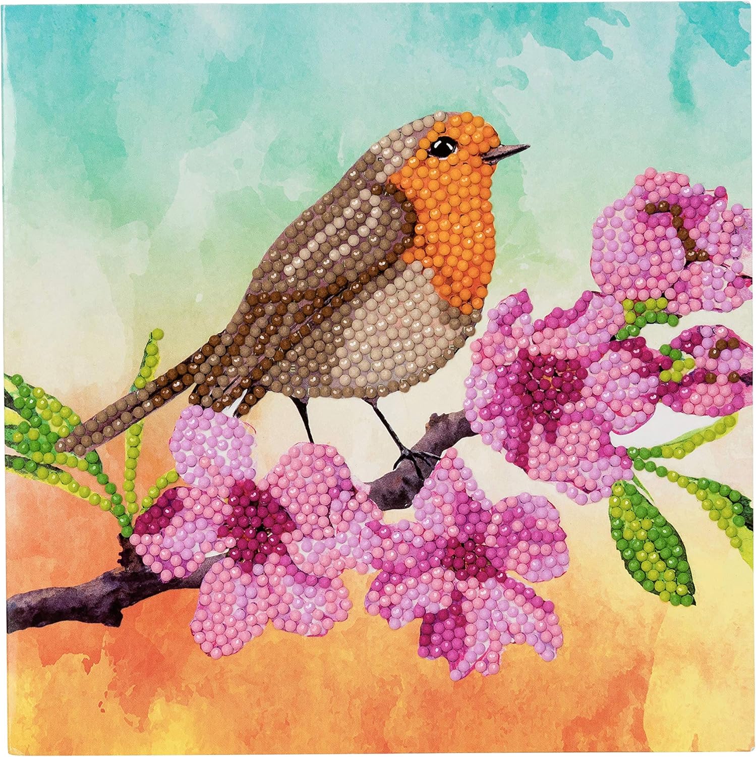 Crystal Art Diamond Painting Card Kit - Robin- Create Your Own 7"x7" Card Kit - for Ages 8 and up