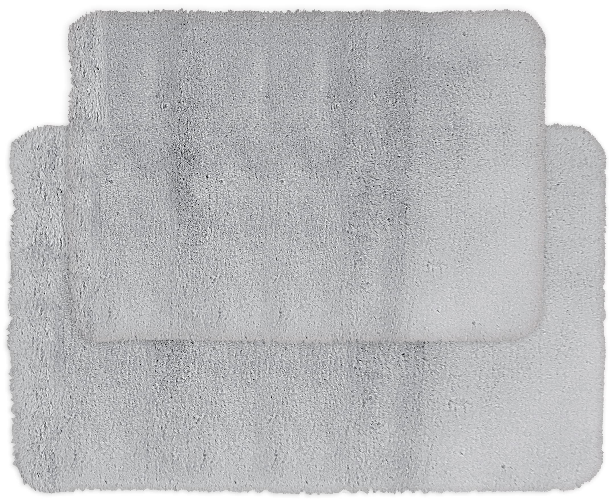 1  Piece Faux Fur Bath Rug Set, 20'' x 32'' and 17'' x 24'', Silver