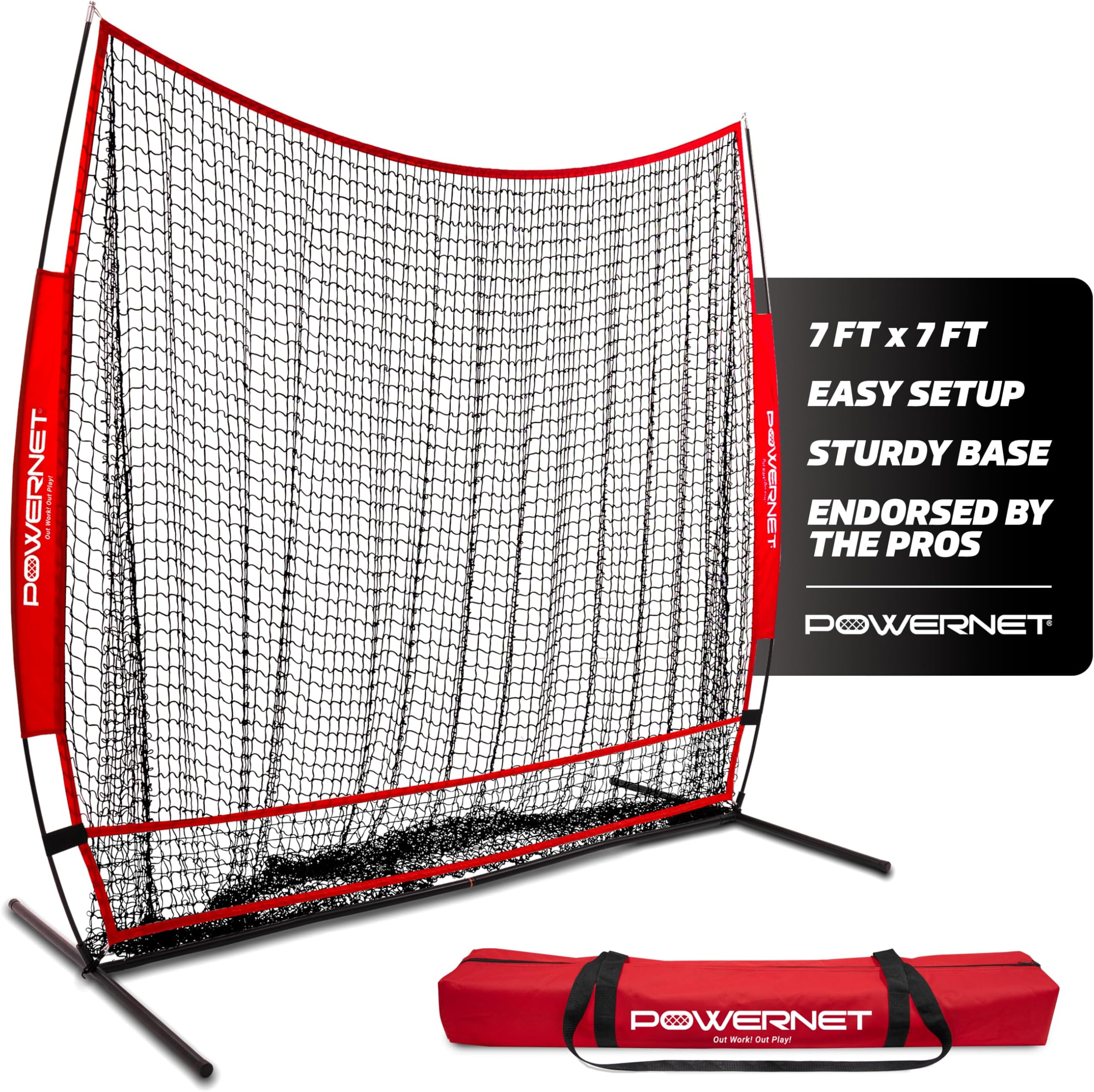 7x7 Full Mouth Baseball Net, Portable Large Mouth Batting Net, Outdoor Softball & Baseball Batting Practice Training Equipment