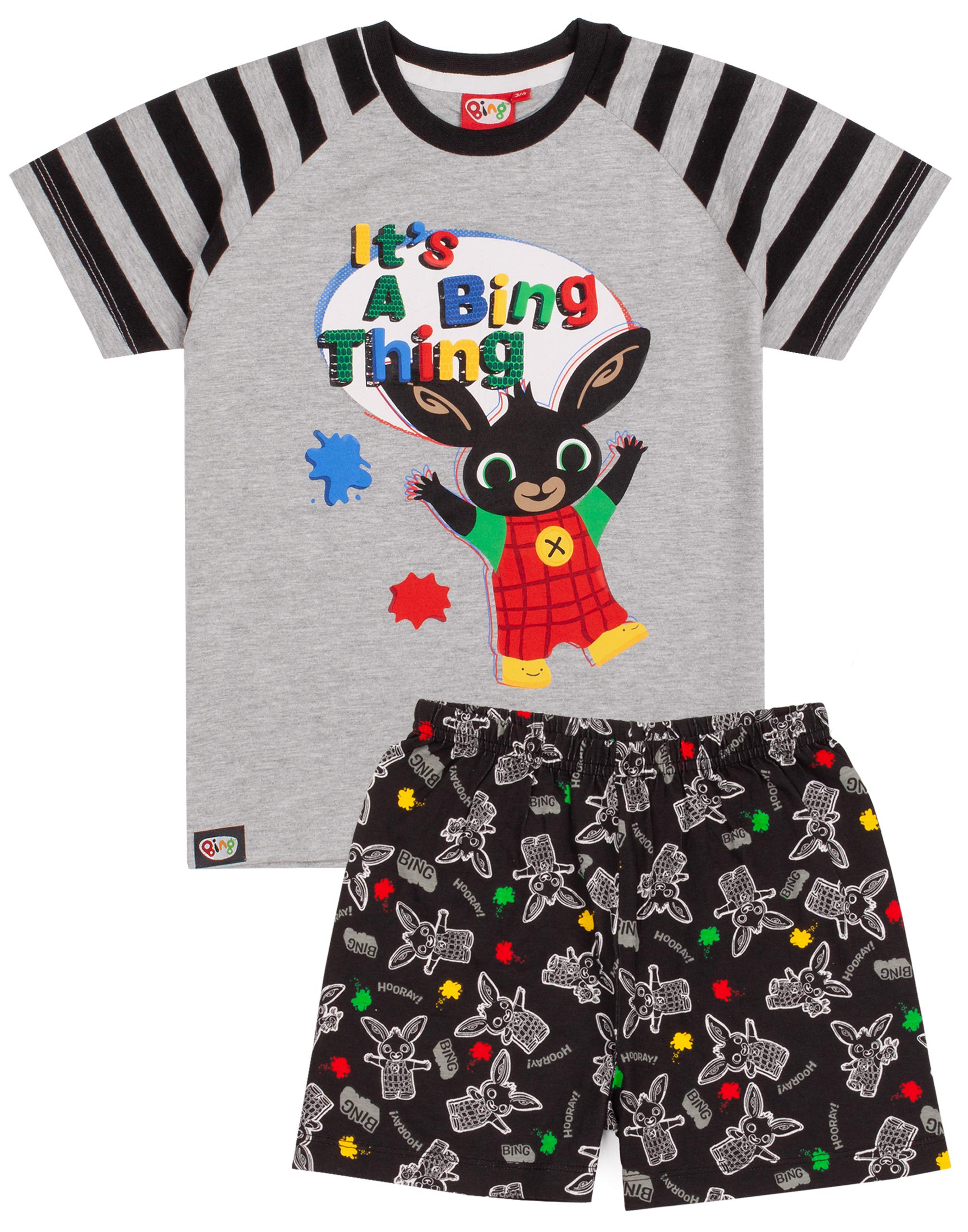 Bing CBeebies Pyjamas For Boys | Boys Grey Bunny Character PJS | Childrens Animation T-Shirt Shorts Merchandise 18-24 Months