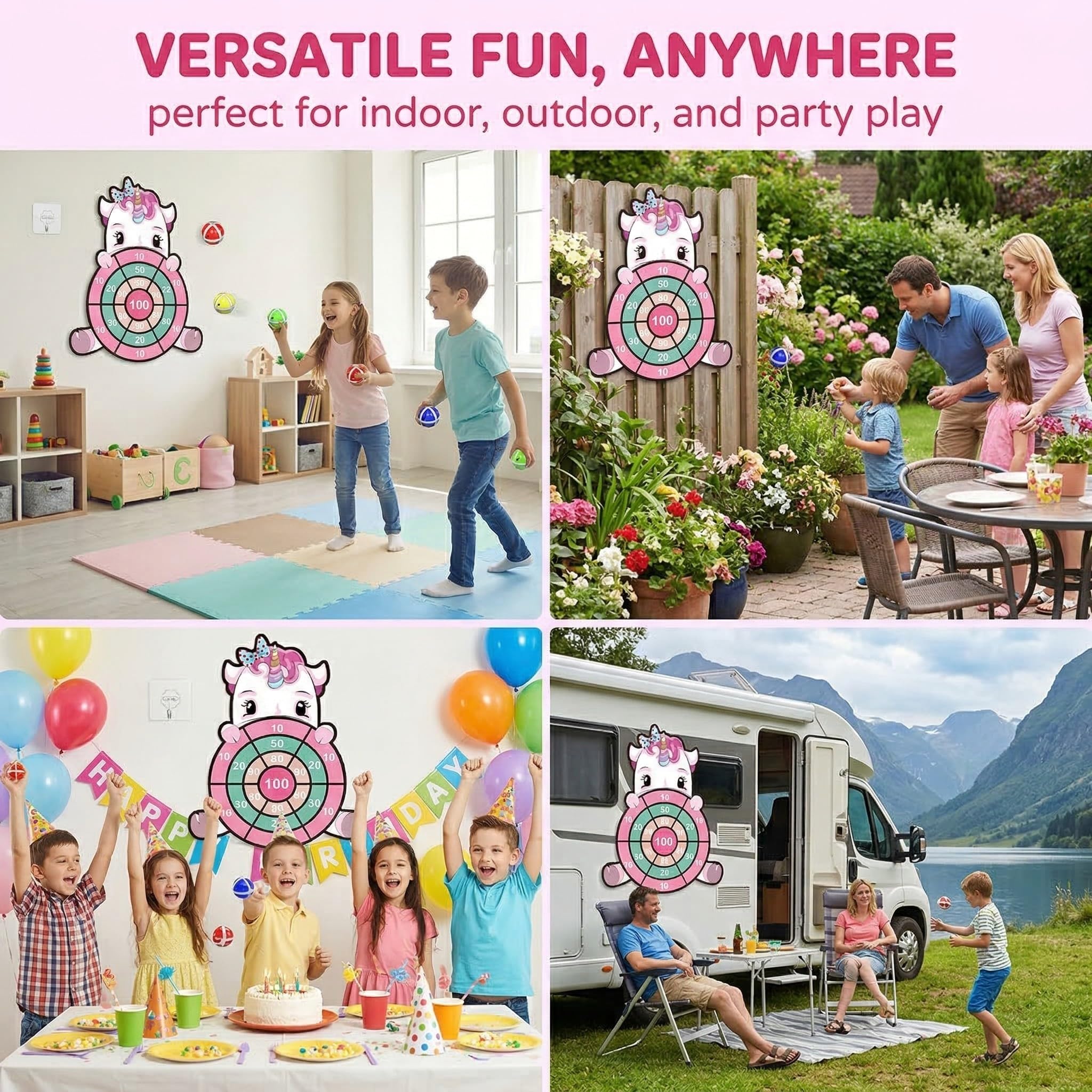 1 Pezzi Giochi Bambini Giocattolo per Freccette Bersaglio, con 12 Palline Adesive Giochi e 1 Gancio per Bambini da Giardino Viaggio 3-10 Anni, Regalo Natale Compleanno 4-9 Anni