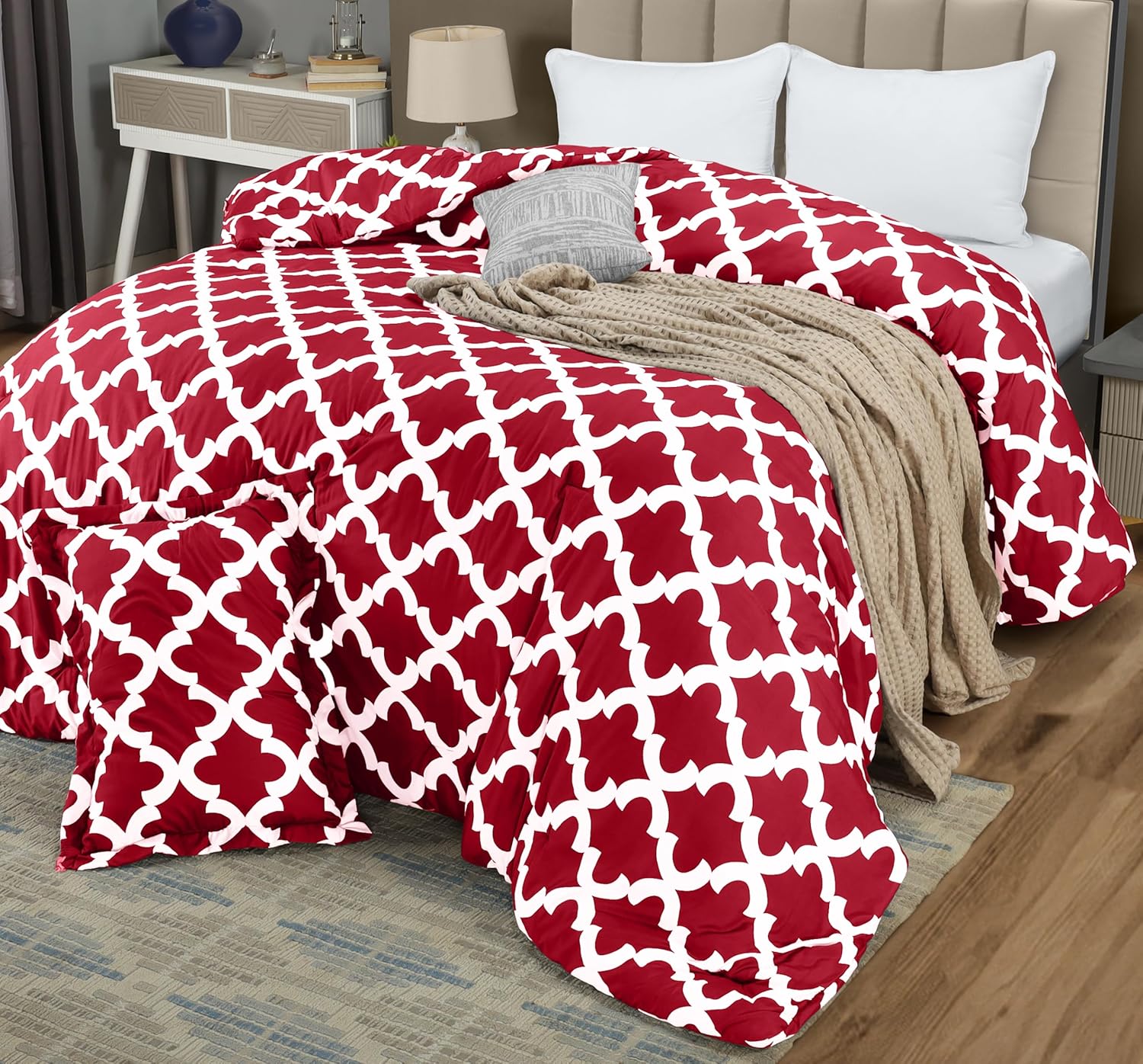 Twin Comforter Set 2 Piece Red by Utopia Bedding, Printed Comforters Twin Size, Bedding Comforters Sets, Down Alternative Soft Bed Set, 1 Comforter (64 x 88 inches) 1 Pillow Shams (20 x 26 inches) - Image 8