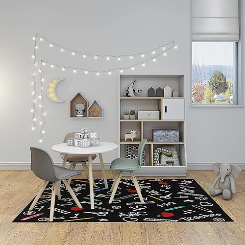 Miniatura 2 de LOKMU Alfombras antideslizantes para el regreso a clases, pizarra, dibujos de tiza, marcadores de crayones, reglas, decoración del hogar, alfombras