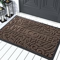 Vista 2 de Yimobra Tapete de bienvenida grande de 36 x 24 pulgadas, impermeable, antideslizante, para puertas delanteras, entradas exteriores, tapete