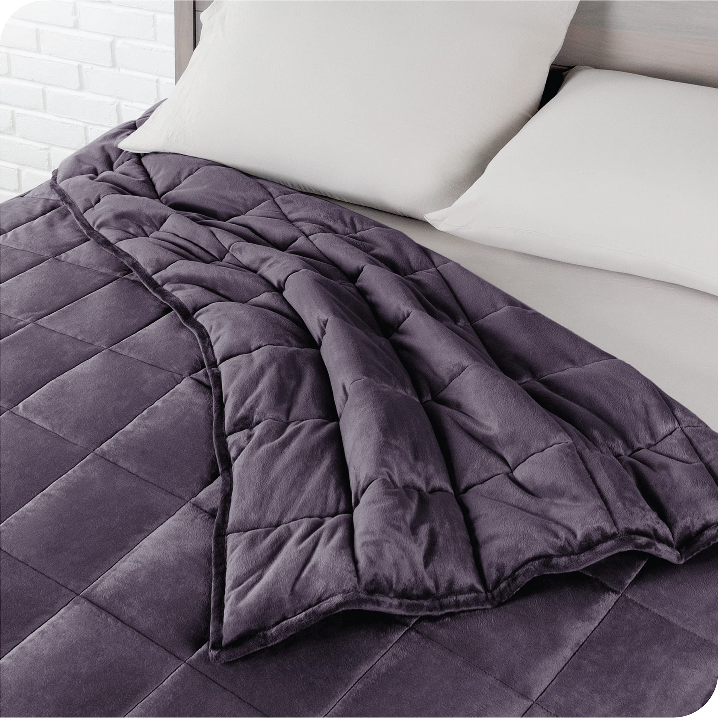 Bare HomeWeighted Blanket Twin or Full Size 10lb (40" x 60") - Minky Fleece - Premium Heavy Blanket Nontoxic Glass Beads (Eggplant, 40"x60")OEKO-TEX STANDARD 100