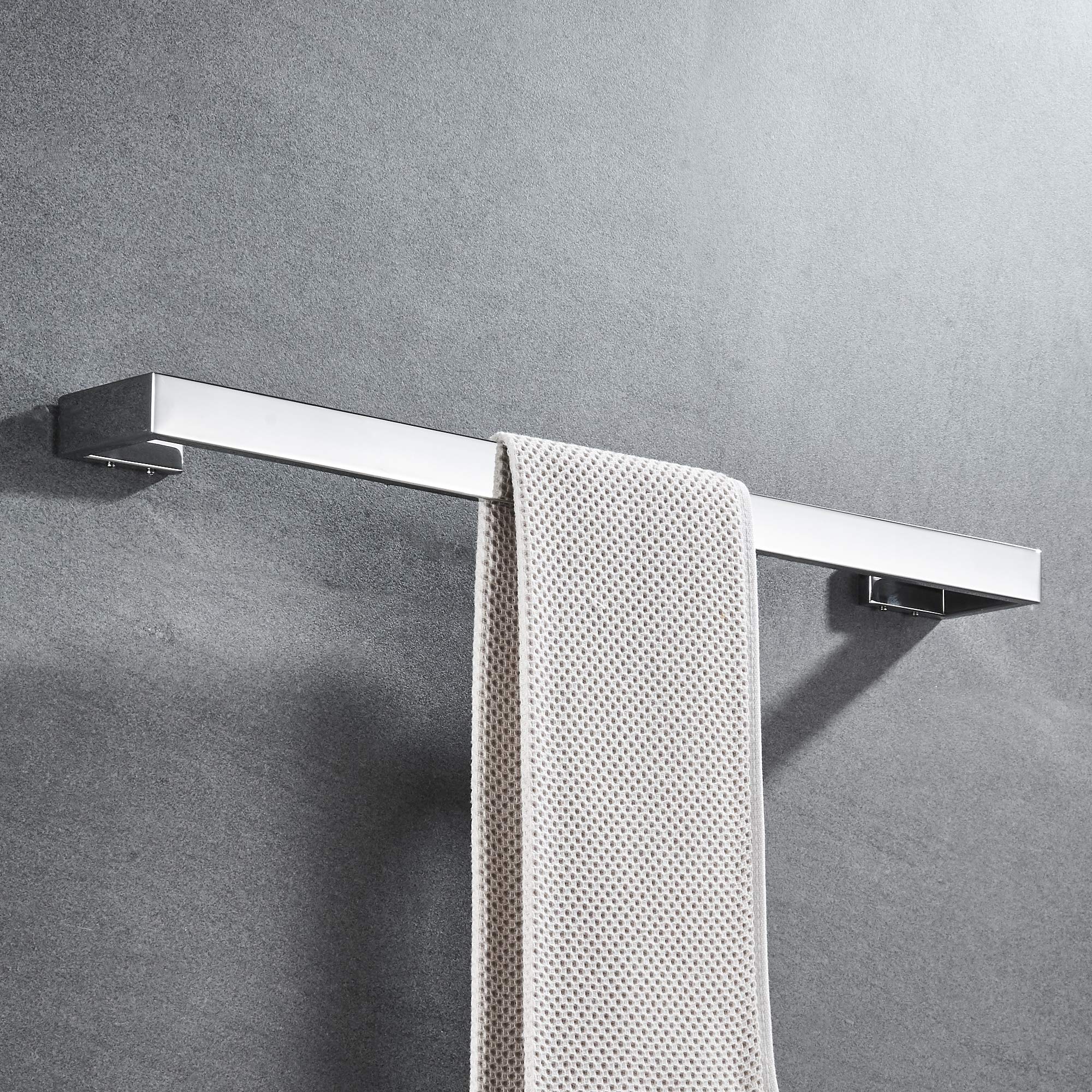 JunSun Square Towel Bar 24-Inch Stainless Steel Towel Holder Bathroom Accessories Square Bathroom Bars Towel Rack Bathroom Hardware Wall Mounted Stainless Steel Polished Chrome - Image 2