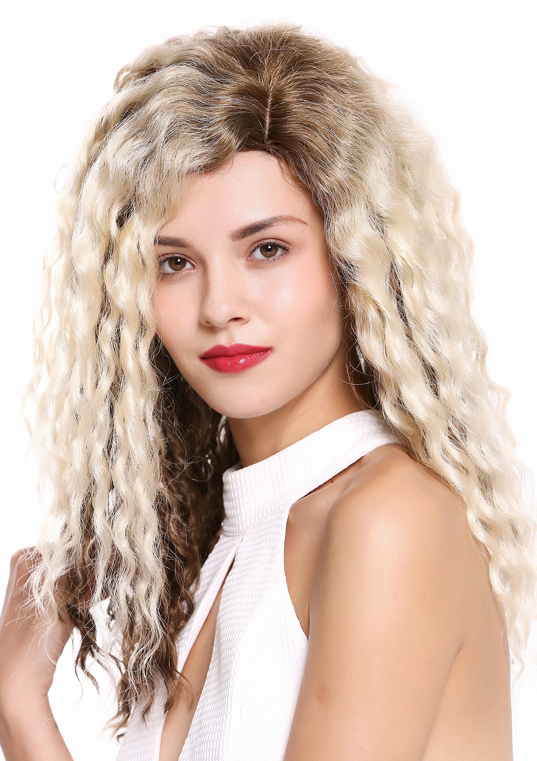 WIG ME UP - 803AD-12/613YS12 Quality women's wig lady side parting afro curls curly ombre brown platinum blonde mix - Image 2
