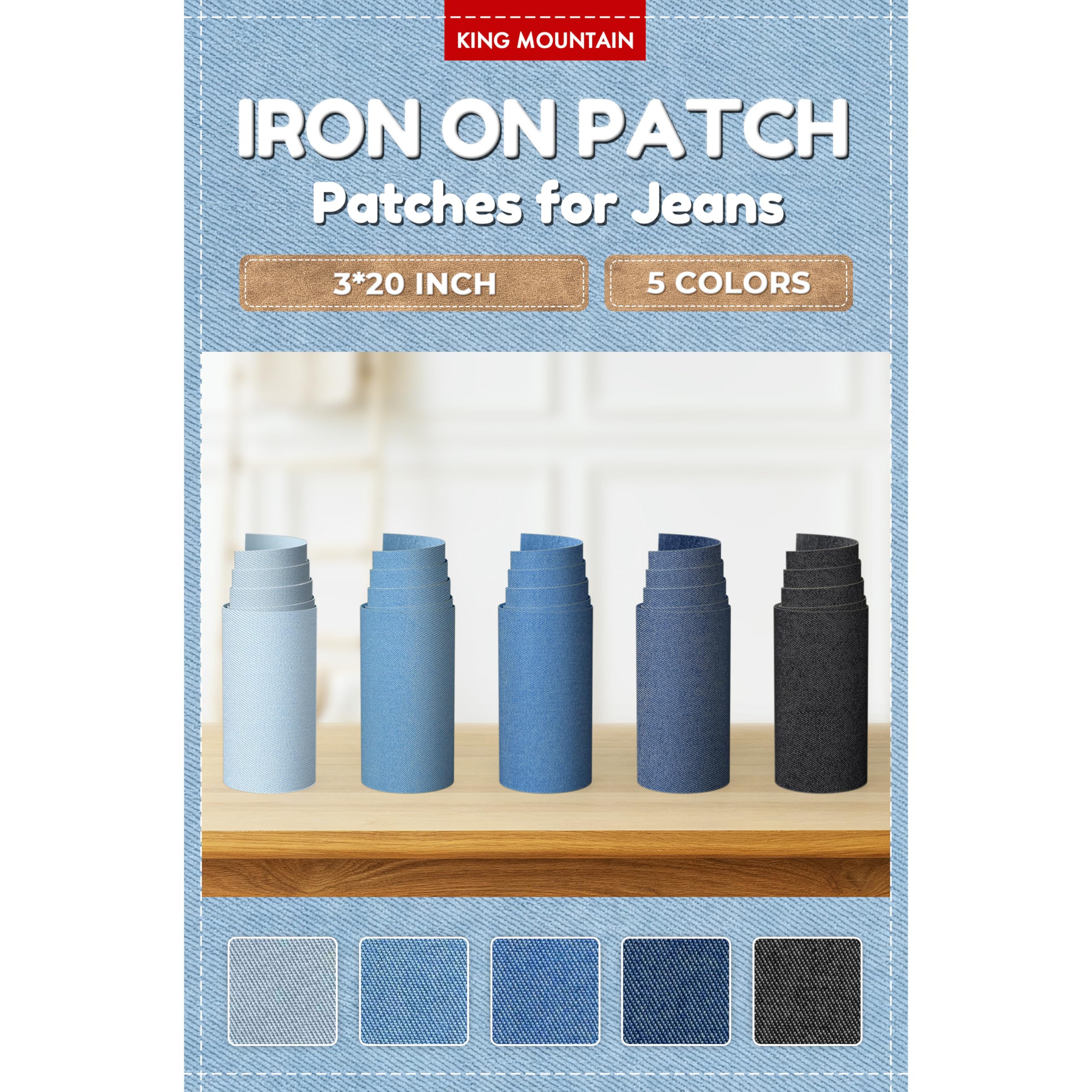 KING MOUNTAIN Iron on Patches for Jeans