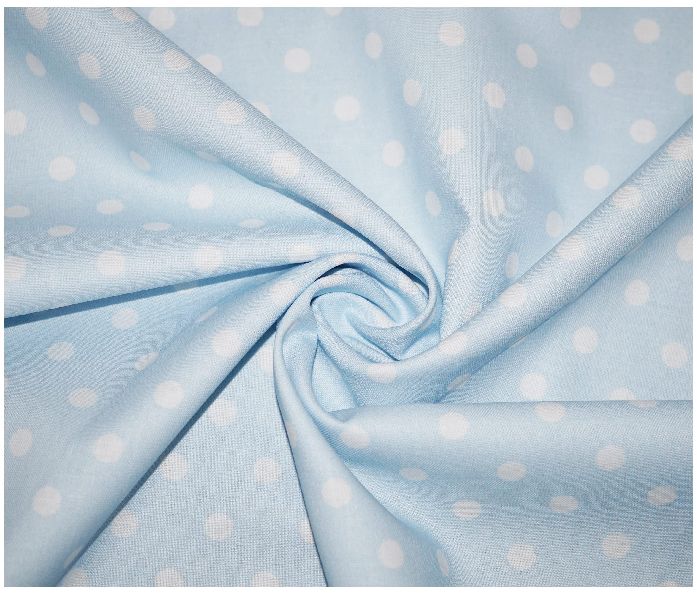 100% Cotton 8mm Small Polka Dot Spot Dotty Poplin Fabric Sewing Arts & Crafts Dressmaking in 13 Colours (1/2 Metre (50 x 140cm), Light Blue)