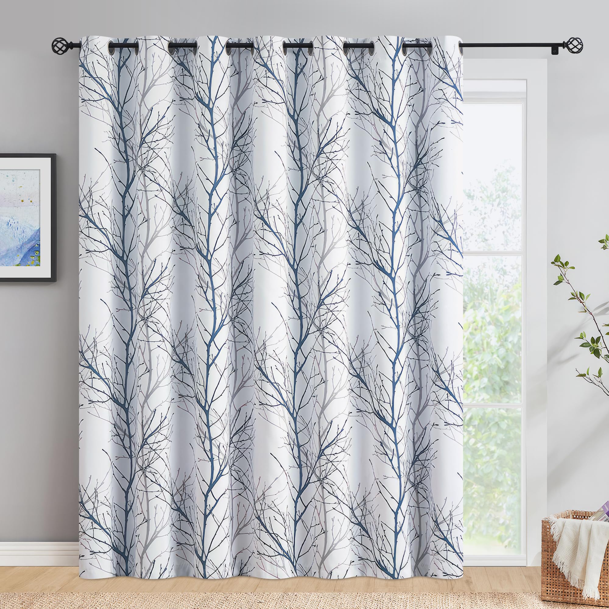 FMFUNCTEX 100% Blackout Patio Sliding Glass Door Curtains 84 Inch Long for Bedroom