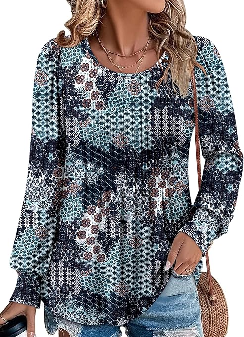 BETTE BOUTIK Long Sleeve Shirts for Women Fall Tops Dressy Blouses Crewneck Tunic Tops for Leggings S-3XL
