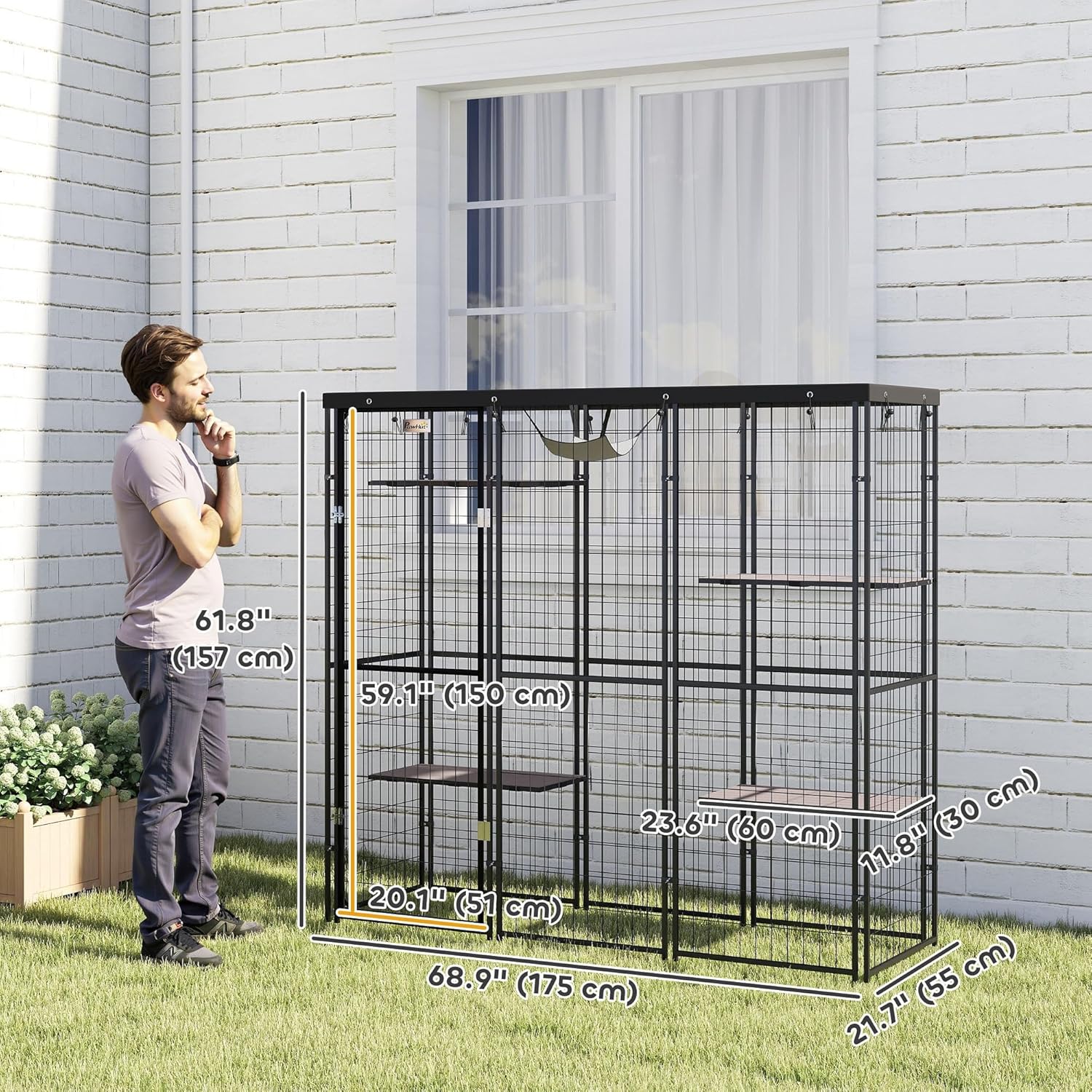 PawHut Catio dimensions diagram