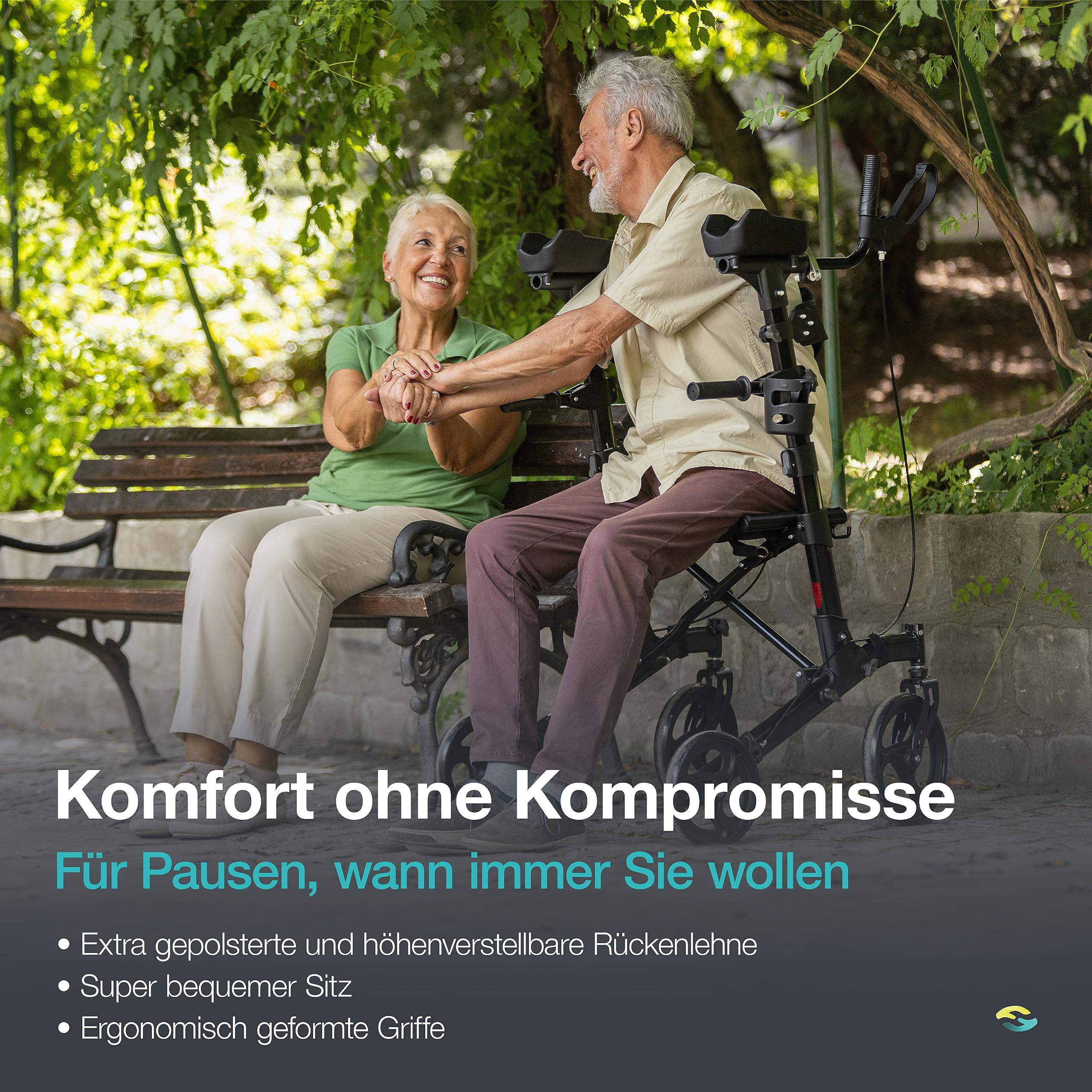 Helavo faltbarer Arthritis-Rollator mit gepolsterten Unterarmstützen - Leichter Aluminium Stand Up Walker mit weichen Armlehnen und Sitz