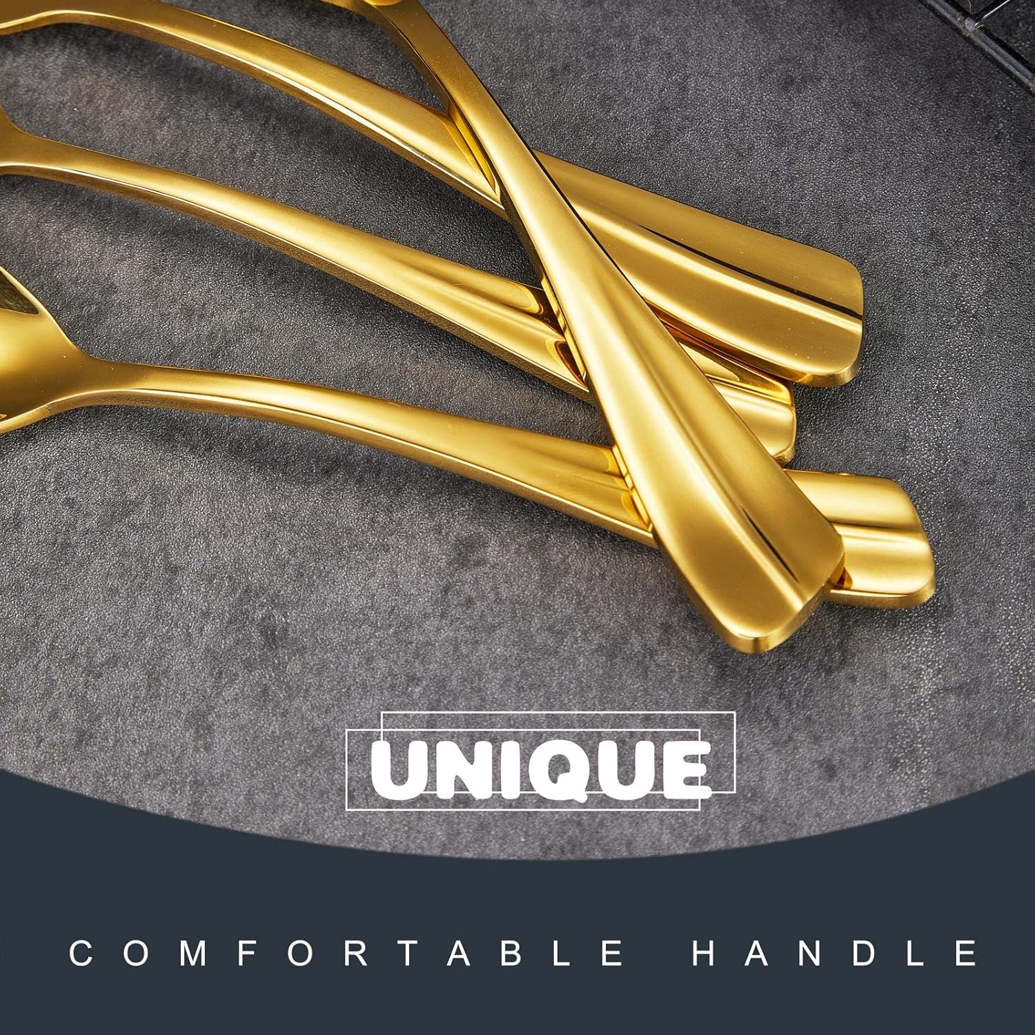 Locci 20 Pieces Gold Silverware Set,18/10 Stainless Steel Flatware Set,Cutlery Set for 4,Dishwasher Safe (Gold)