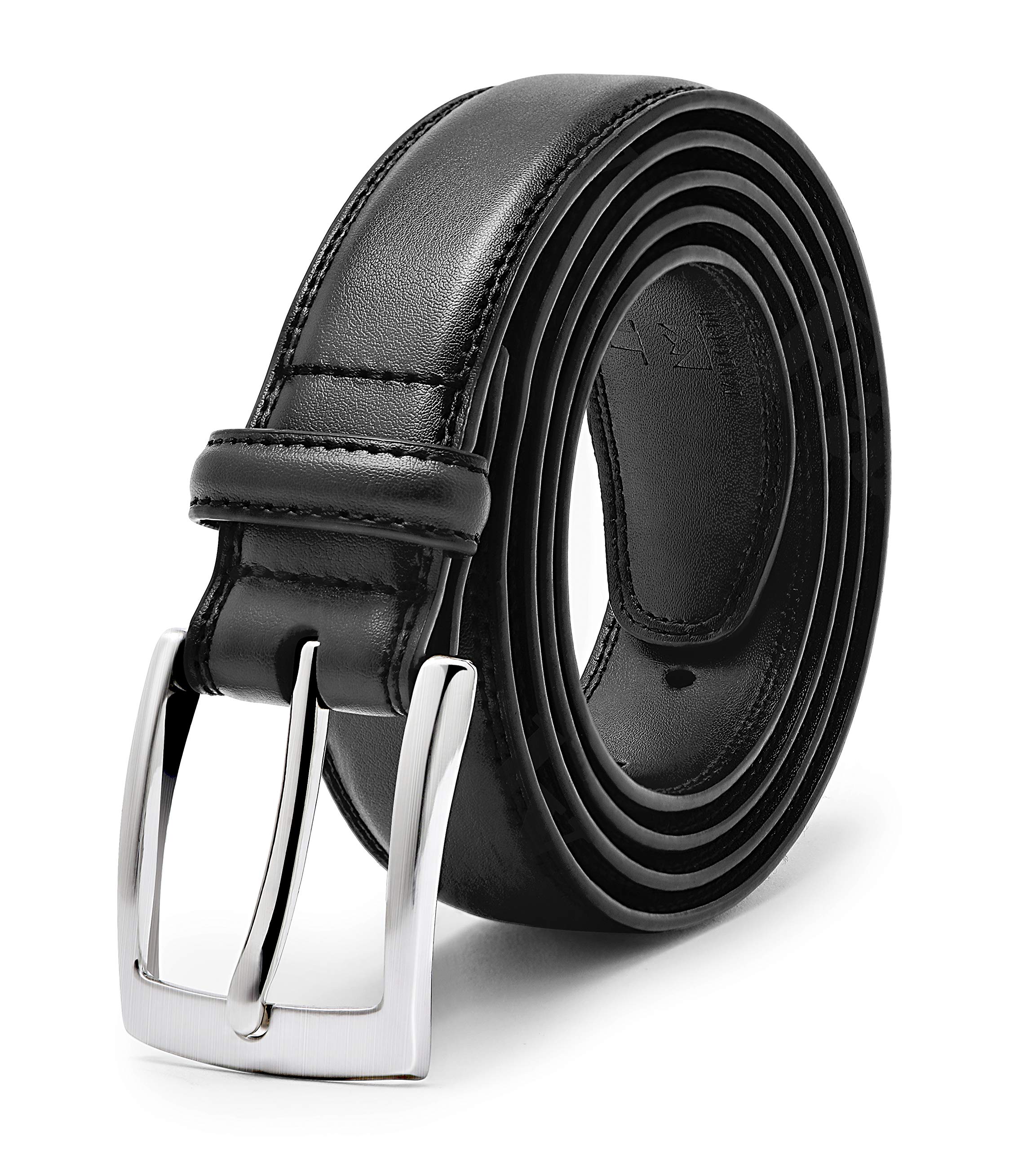 Milorde Men's Black Genuine Leather Dress Belt, Handmade, 100% Cow Leather, Fashion & Classic Designs For Work Business And Casual, Basic 38(Fits Waist 36"-37")