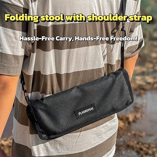 Miniatura 4 de Taburete de camping ligero de 1.5 libras y compacto de 12 pulgadas - 350 libras de capacidad. Taburete plegable portátil de 3 segundos con correa