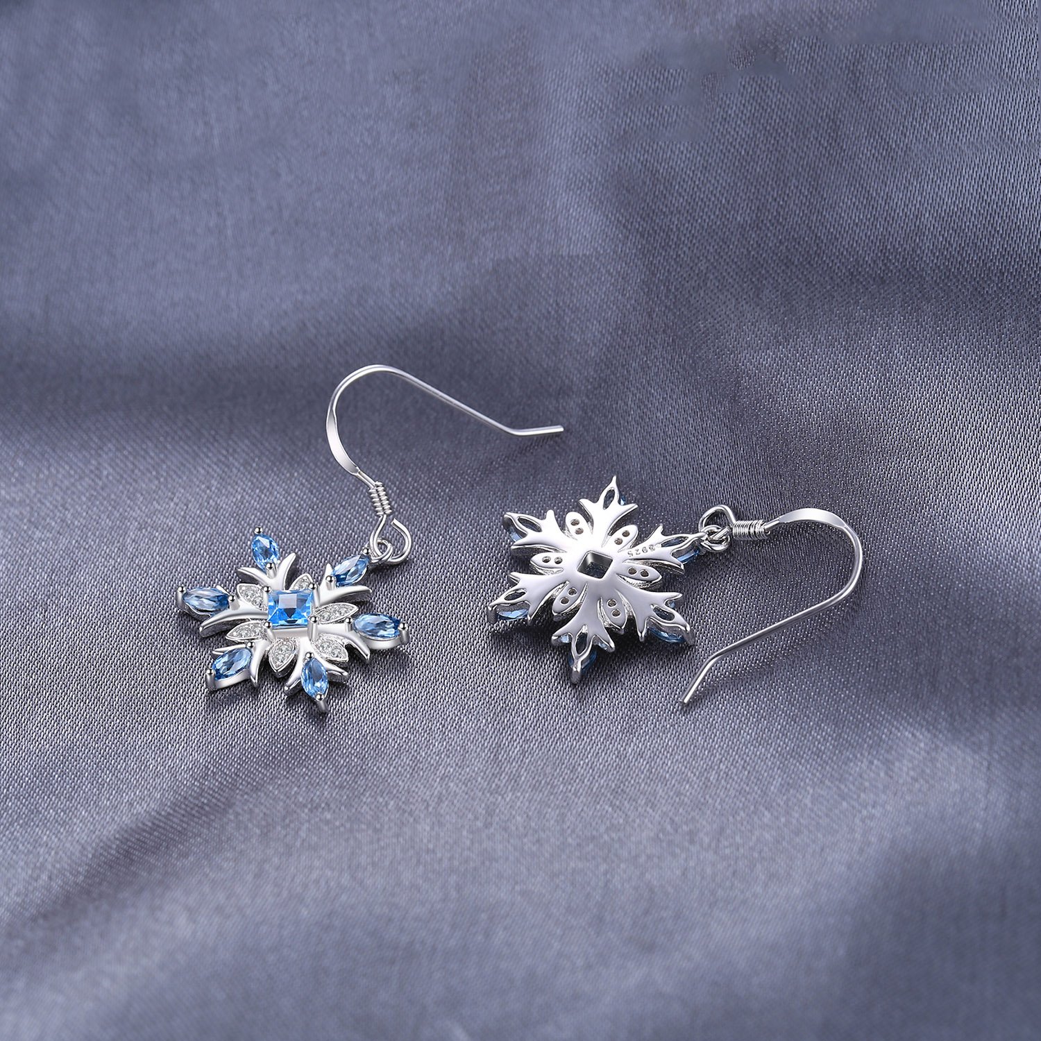 JewelryPalace Snowflake 1,4ct kolczyki z prawdziwym szwajcarskim niebieskim topazem, srebro 925